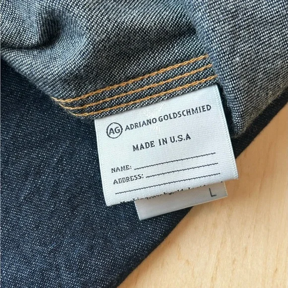 AG Adriano Goldschmied Denim Men’s Utility Snap Button Dark Indigo Shirt Large - Picture 9 of 16